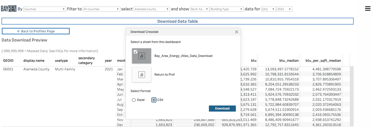 Screenshot of the opened data download dialog box.